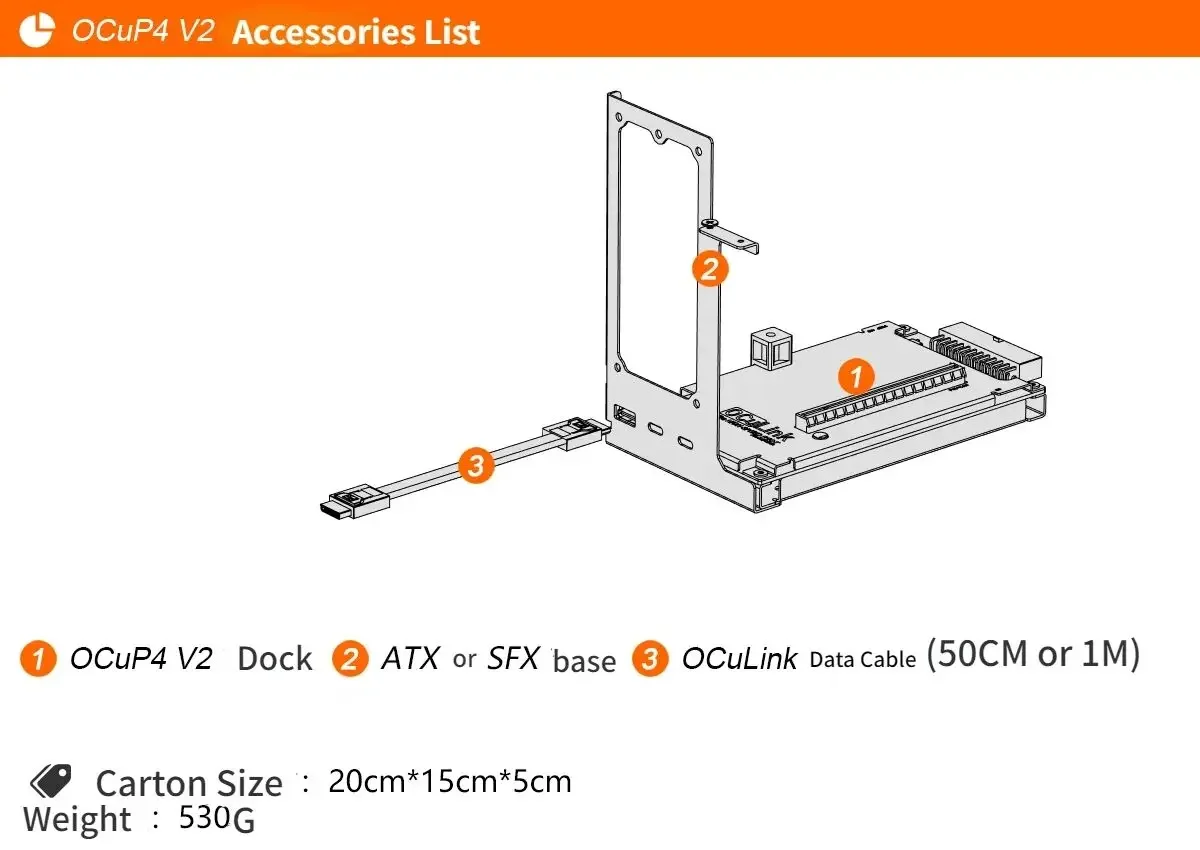 Imagem -02 - Oculink Gpu Dock Egpu Pci-e 4.0 x4 Gen4 Amd Nvidia M.2 Adaptador Nvme para Oculink Laptop Mini pc Placas Gráficas Externas Ocup4v2