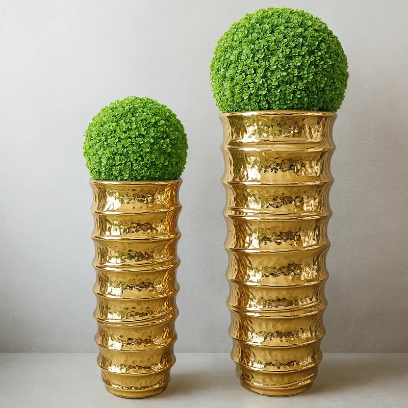 LMM simple fiberglass floor-to-ceiling large vase hotel shopping mall soft decoration jewelry