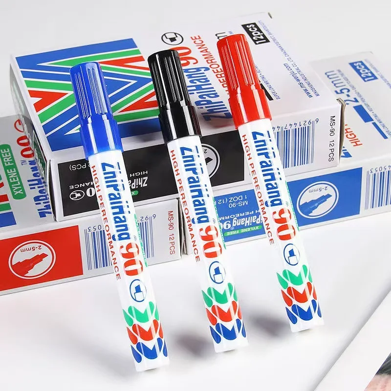 3color Markers,2-5mm Tip Oblique,Oil-Based,Waterproof,Non-Erasable,Wear-Resistant Tip,Fade-Resistant,Refillable,Large-Capacity