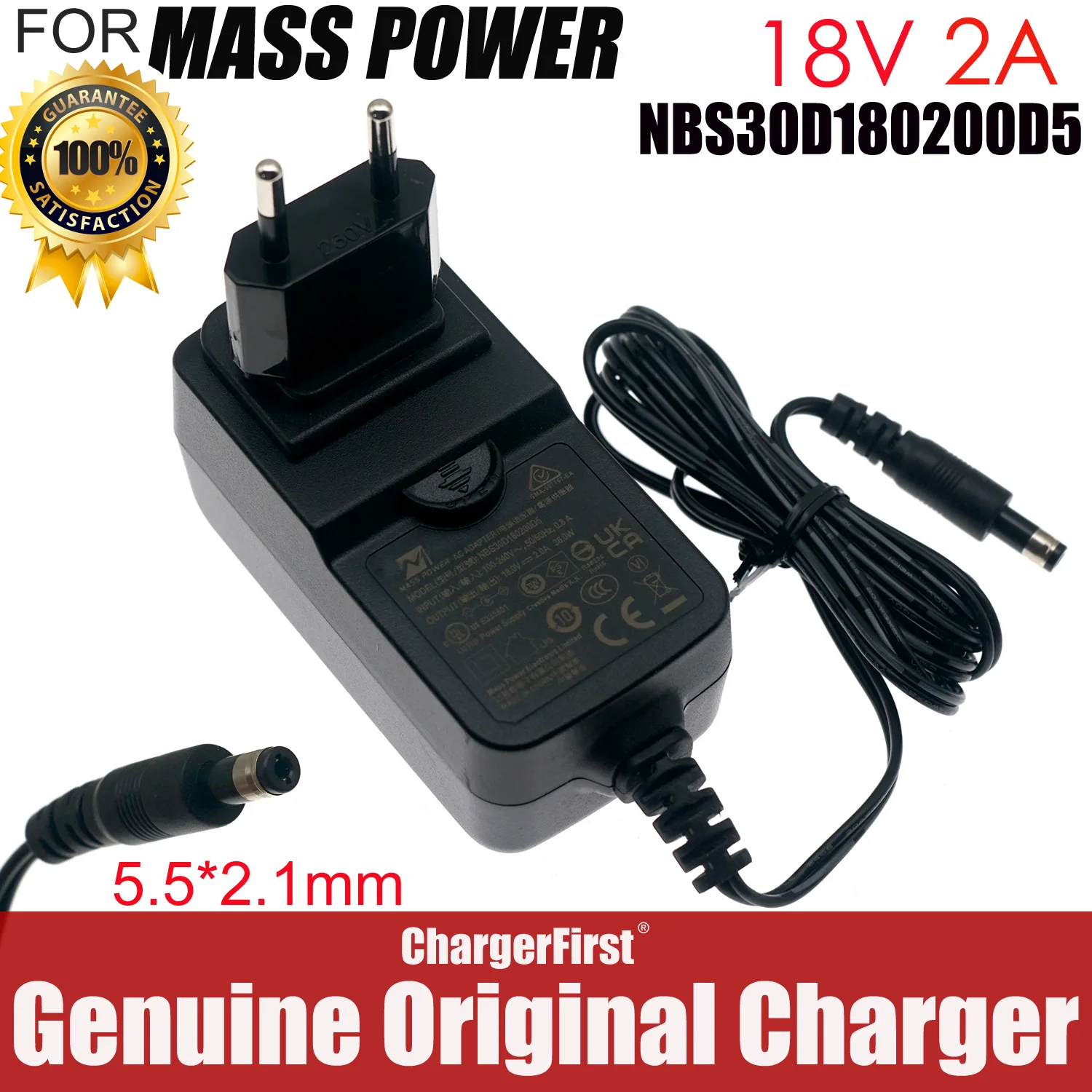Genuine Mass Power NBS30D180200D5 18V 2A AC Adapter FOR Bose Companion 20 PSM36W-180 Multimedia Speaker System 5.5*2.1mm