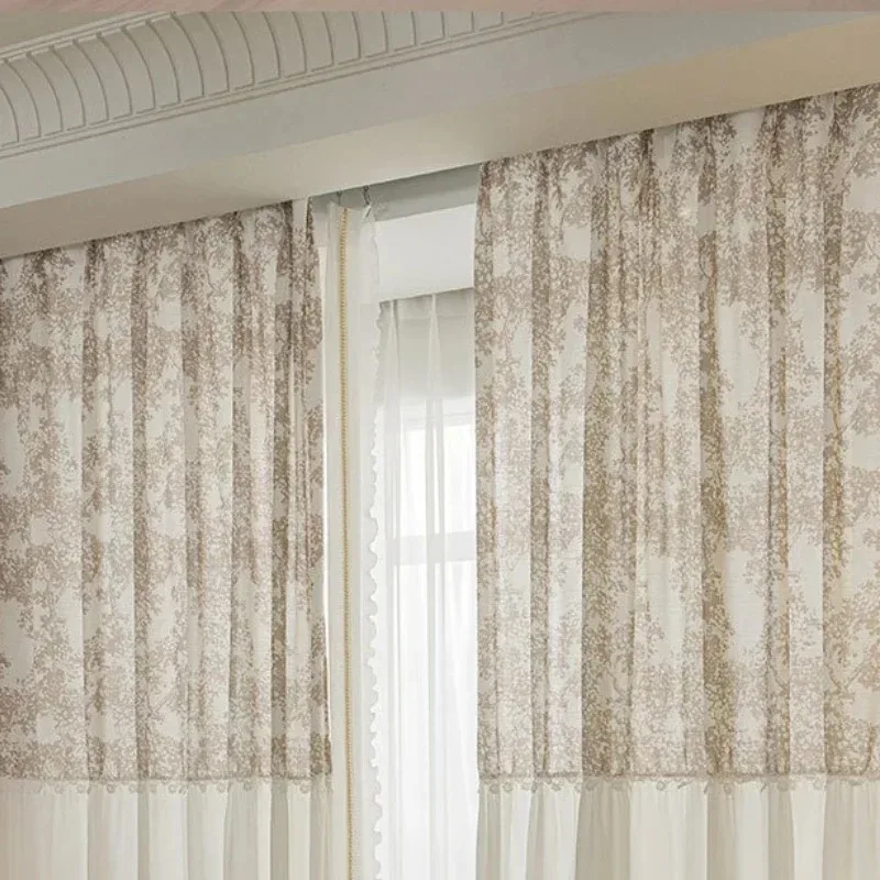 

French Curtains for Living Dining Luxury Room Bedroom Gauze Curtain Princess Wind Translucent Impervious To Blackout White Tulle