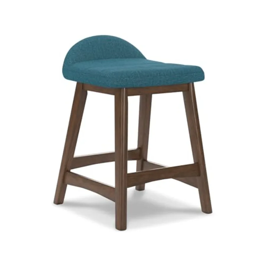 Lyncott المعاصرة 24.25 "ارتفاع المقعد ارتفاع العداد منجد بار البراز مع وسادة إسفنجية 2 عدد النسيج الأزرق الصلبة الصلبة #1