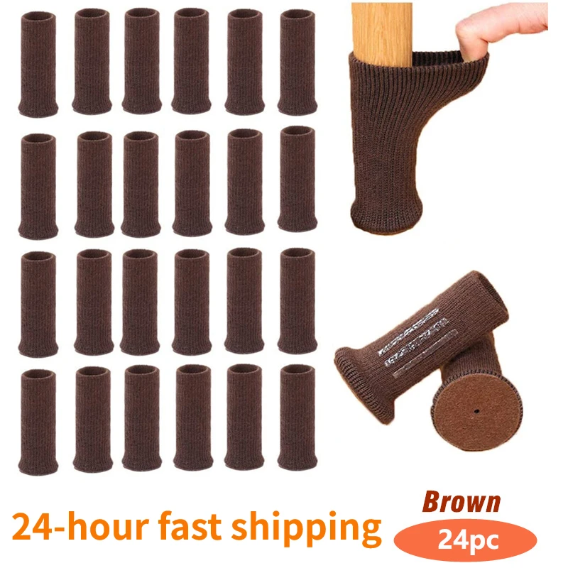 24PC Upgraded Chair Leg Floor Protector Sock with Felt & Anti-slip Strip for 25-45mm Round & Square Table Chairs Feet Furnigear