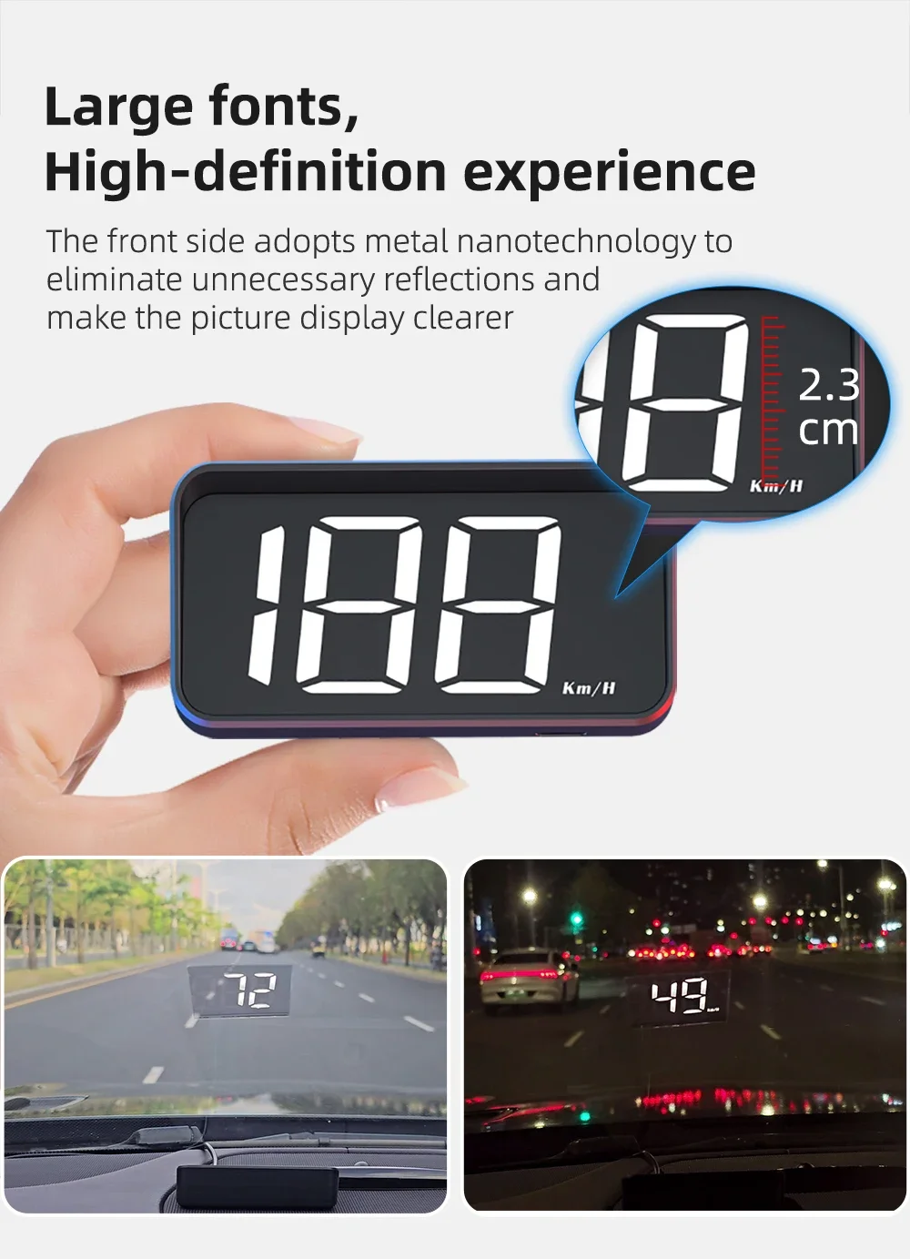 M2 Head-Up-Display Auto-GPS-Tachometer KMH HUD Universelles USB-Kabel Plug & Play GPS & Beidou Dual-Satellitensystem – Detail 5