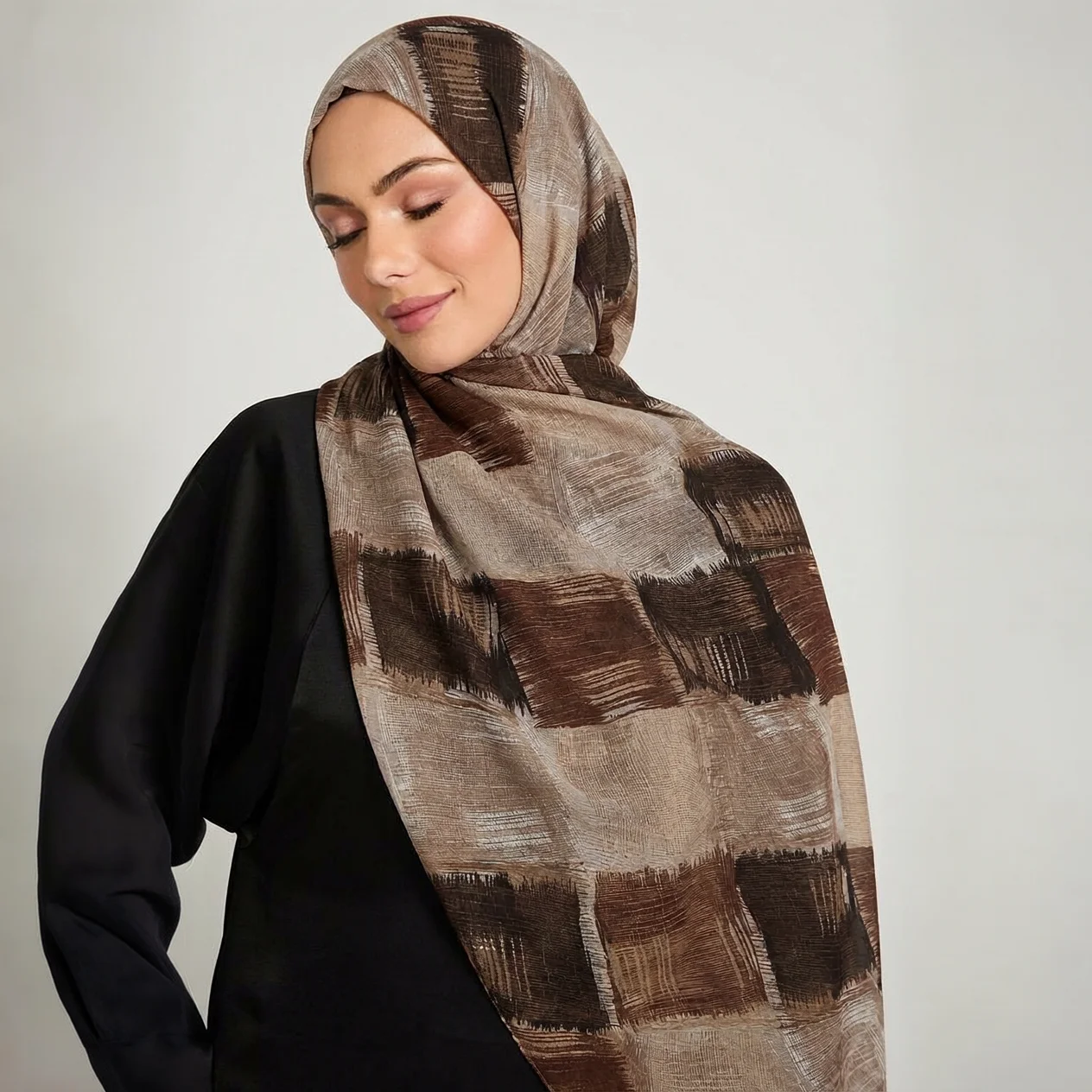 

Fashion Muslim Hijab Tie Dye Grid Print Long Scarf Shawl New Women's Cotton Linen Headwraps Female Wrap Shawls 180 * 85cm