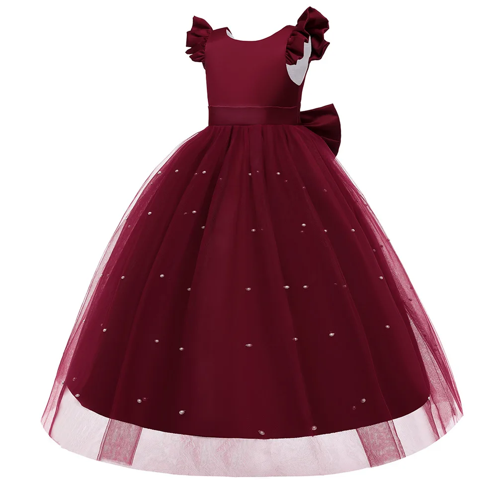 Girls Party Dresses 4 Colors 120cm-170cm Kid Dress Christmas Pink Gown Wedding Birthday Piano Show Long Skirt