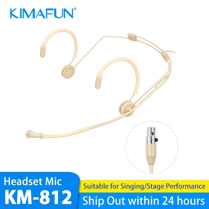 KIMAFUN Mini Head Wearing Wired Headset Microphone Condenser Micr for AKG Shure Sennheiser Wireless Beltpack Transmitter System