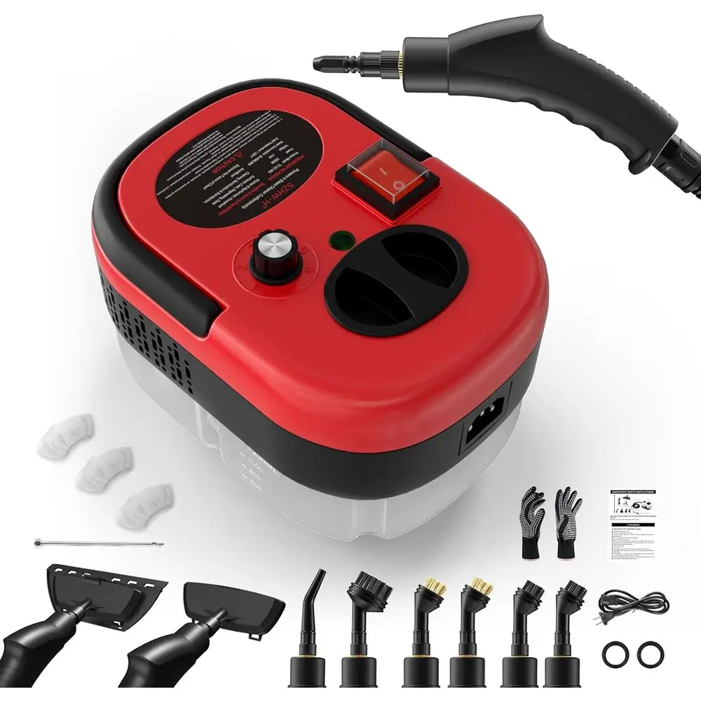 

Handheld Steam Cleaner, 1200ml Water Tank, Fast Heating, Portable for Windows, Kitchen, Bathroom, Tile, Grout - Red