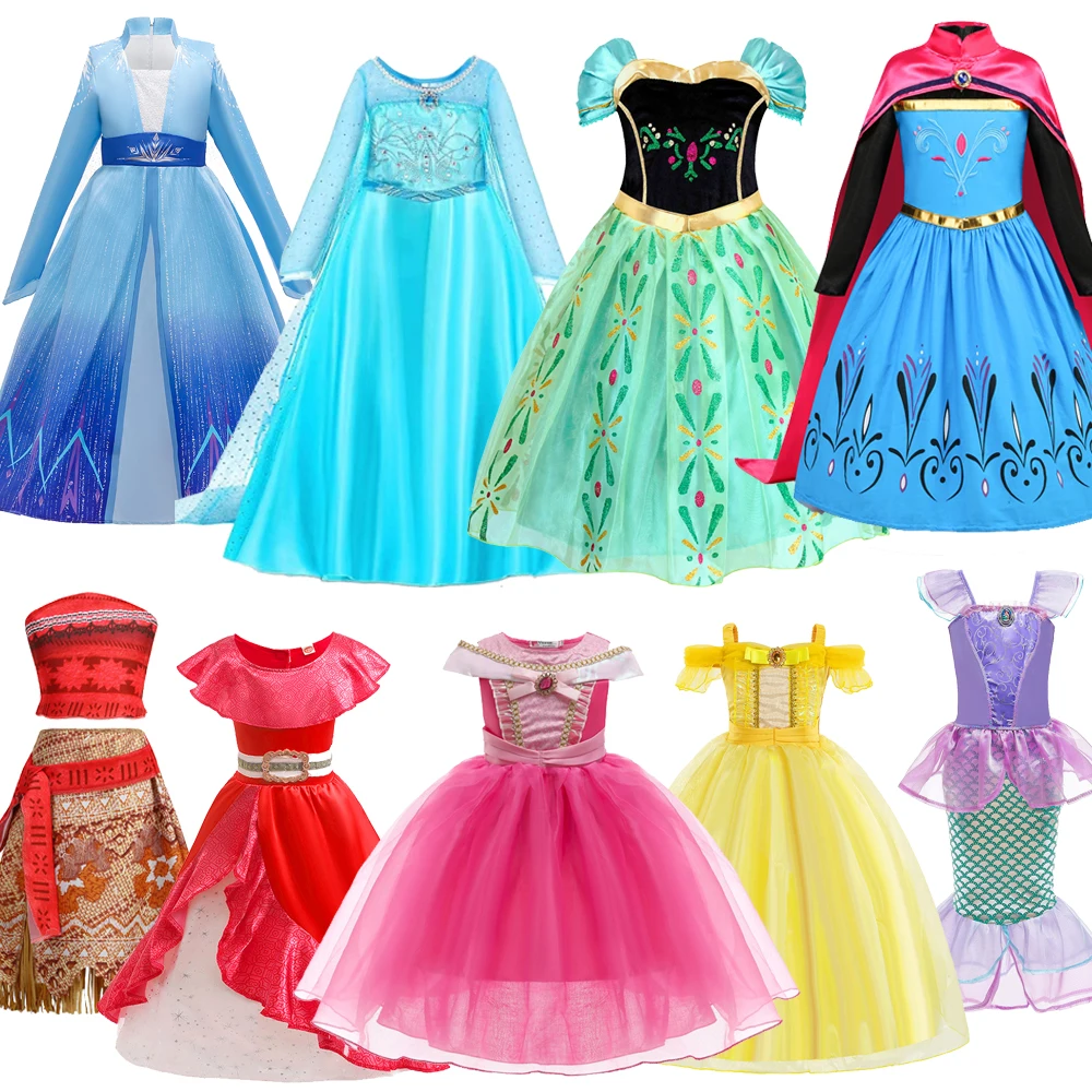 

Princess Costume Girls Mermaid Dress up Elsa Anna Dress Kids Cinderella Cosplay Aurora Belle Birthday Clothes 4 5 6 7 8 9 10Yrs