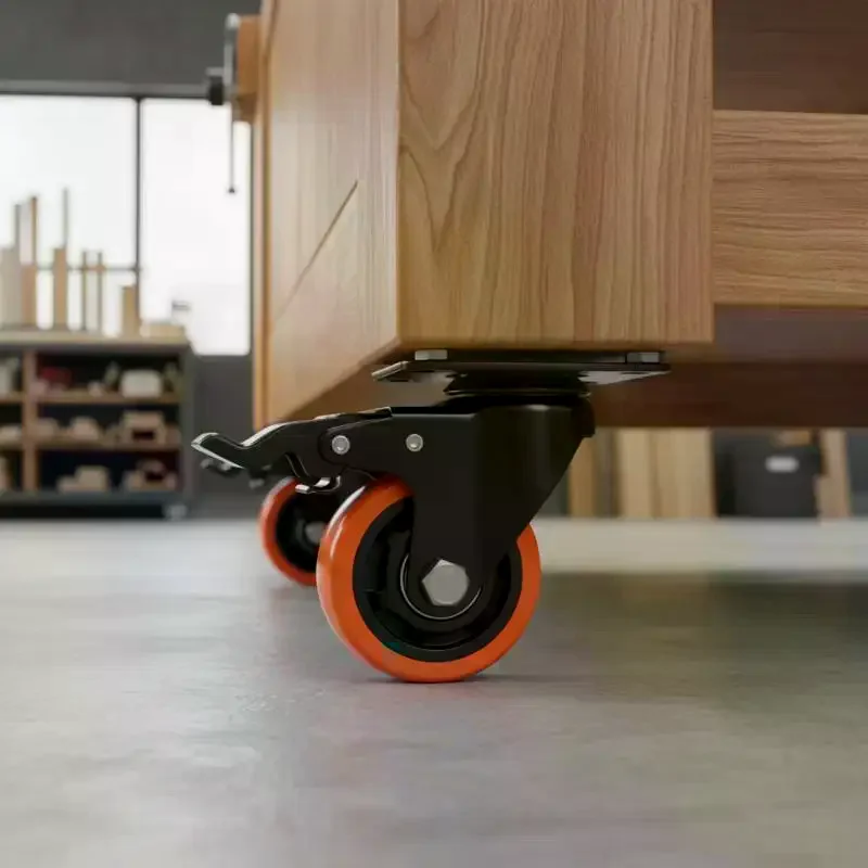 1Pcs Swivel Plate Casters With Security A/B Lock 3/4in PVC Furniture Caster Wheels Non-Marking For Cart Workbench
