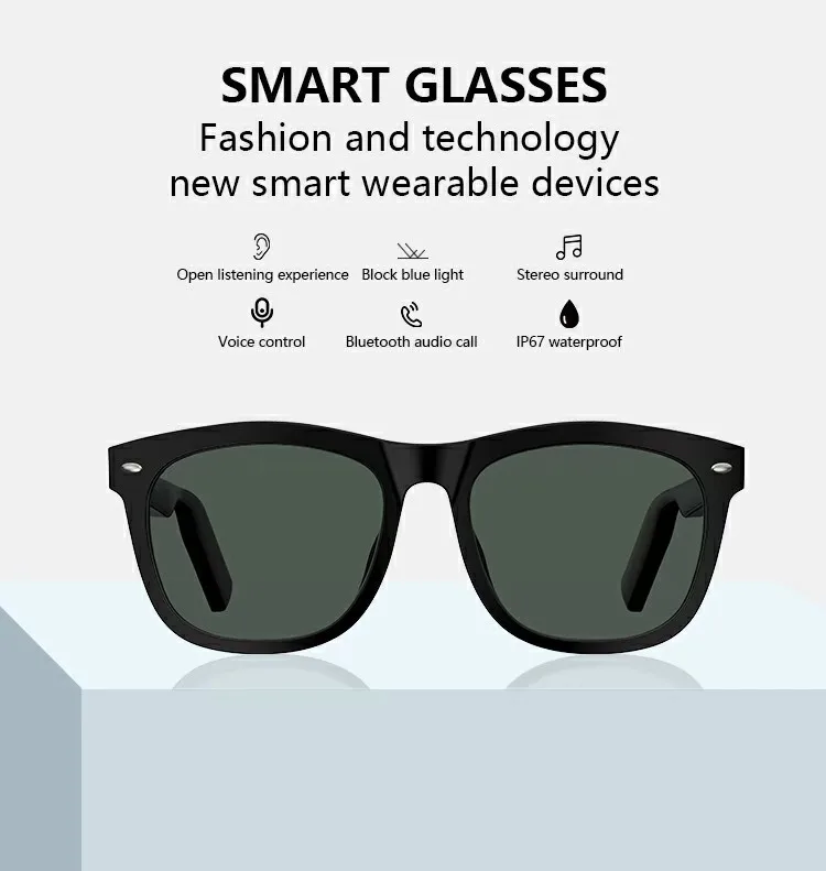 YYHC-2022 New High Quality Video Projector Waterproof Smart Sun Glasses Music Eyeglasses for Men