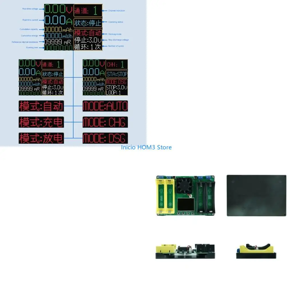 A5YD 21700 Battery Capacity Tester 4 Channel Charging Discharge Integrated Battery Tester LCD Color Screen Detection Module