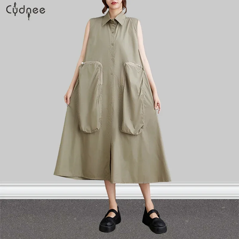 Fashion Cotton Sleeveless Dresses for Women Casual Loose Long Summer Elegant Temperament Literary Shirt Dress Multilevel