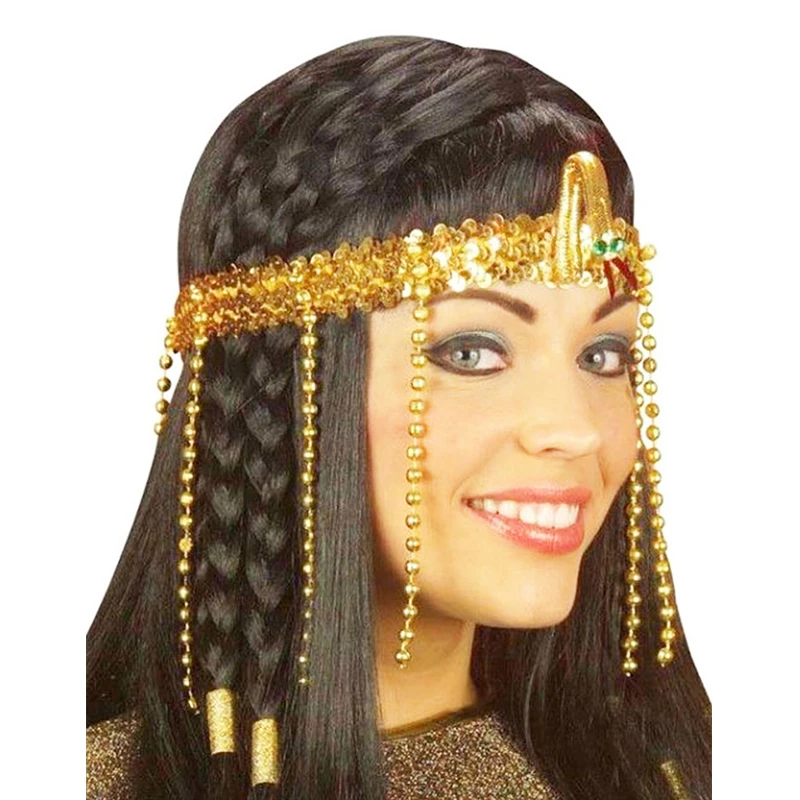 Egypte Koningin Slang Hoofddeksel Cleopatra Kostuum Hoofdband Met Pailletten Kwastje Haaraccessoires Buikdans Halloween Party Props