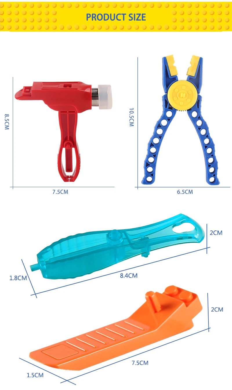 9-teiliges Baustein-Spielzeug-Trennwerkzeug-Set, Zubehör, Extraktionszange, Spielzeugwerkzeuge für Bausteine, Entfernung von Bausteinen – Detail 11