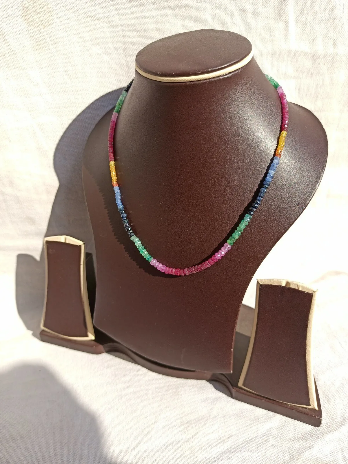 Natural Multi Sapphire Gemstone Faceted Beads 2-4 mm Length 18'' Necklace