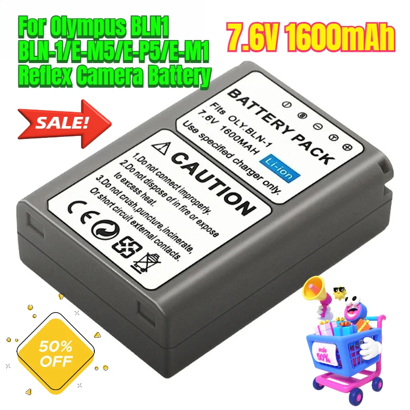 

1600mAh For Olympus BLN1 BLN-1/E-M5/E-P5/E-M1 Reflex Camera Battery