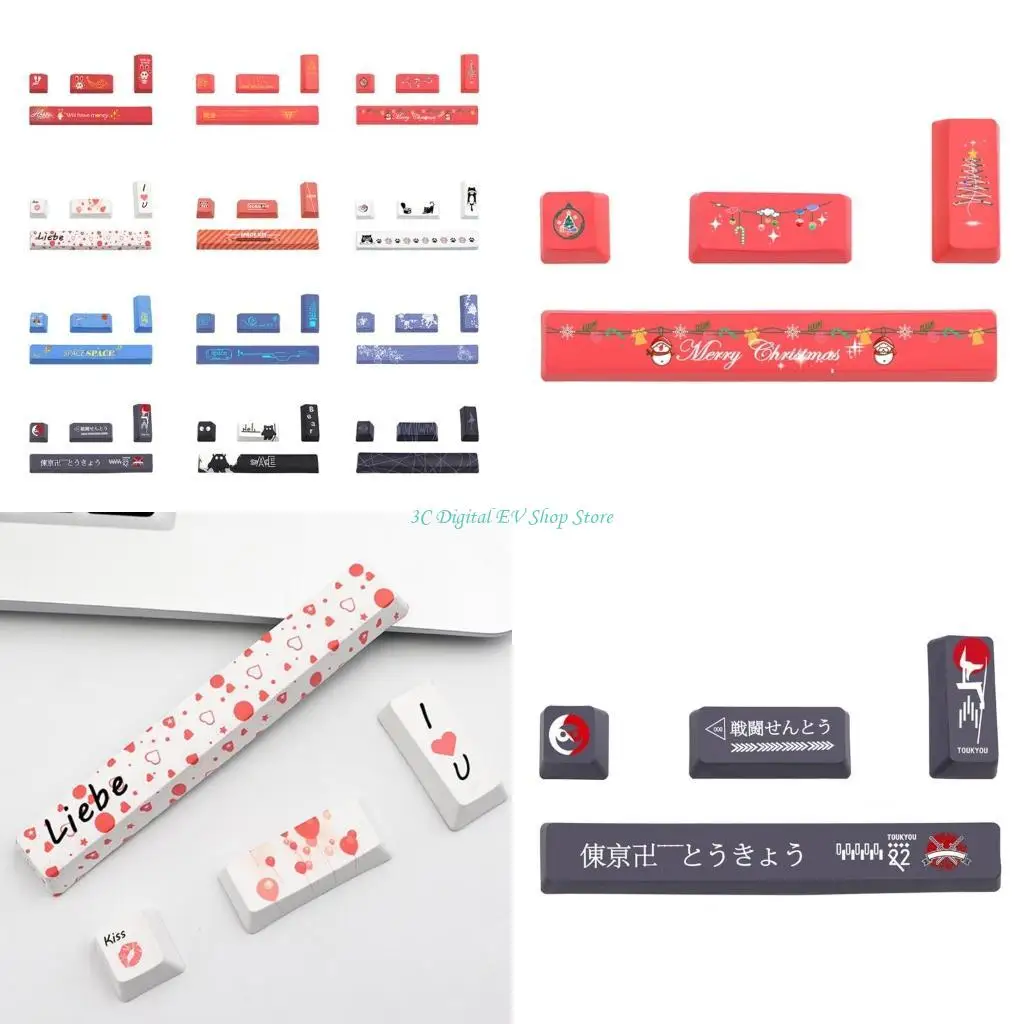 E74D DIY PBT Keycaps,Five-Sided Sublimation Keycaps Wear-Resistant KeyCap