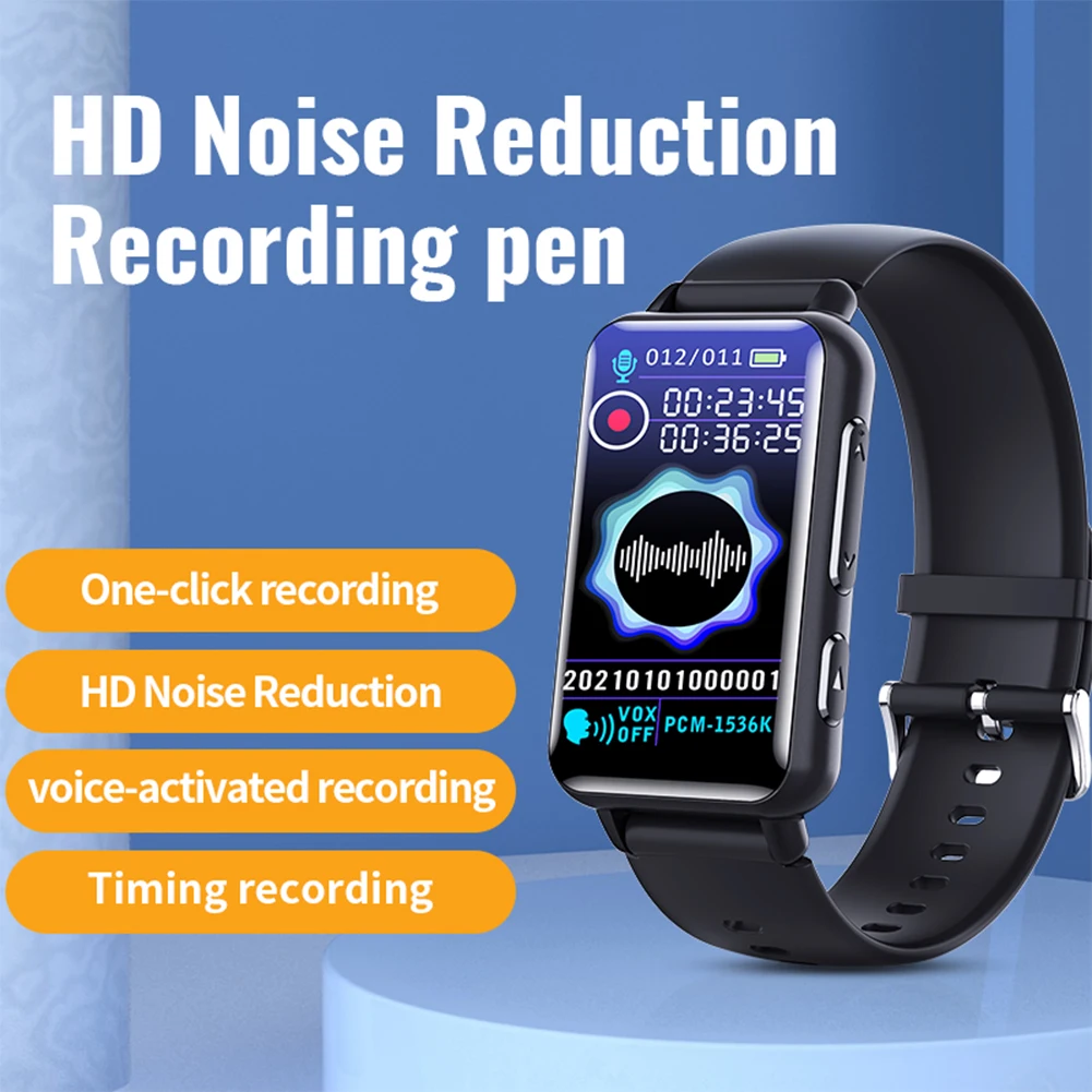 Digital Voice Recorder with 200mAh Battery Voice Recorder Watch with Timing HD MP3 Voice Recorder Bracelet for Lectures Meetings