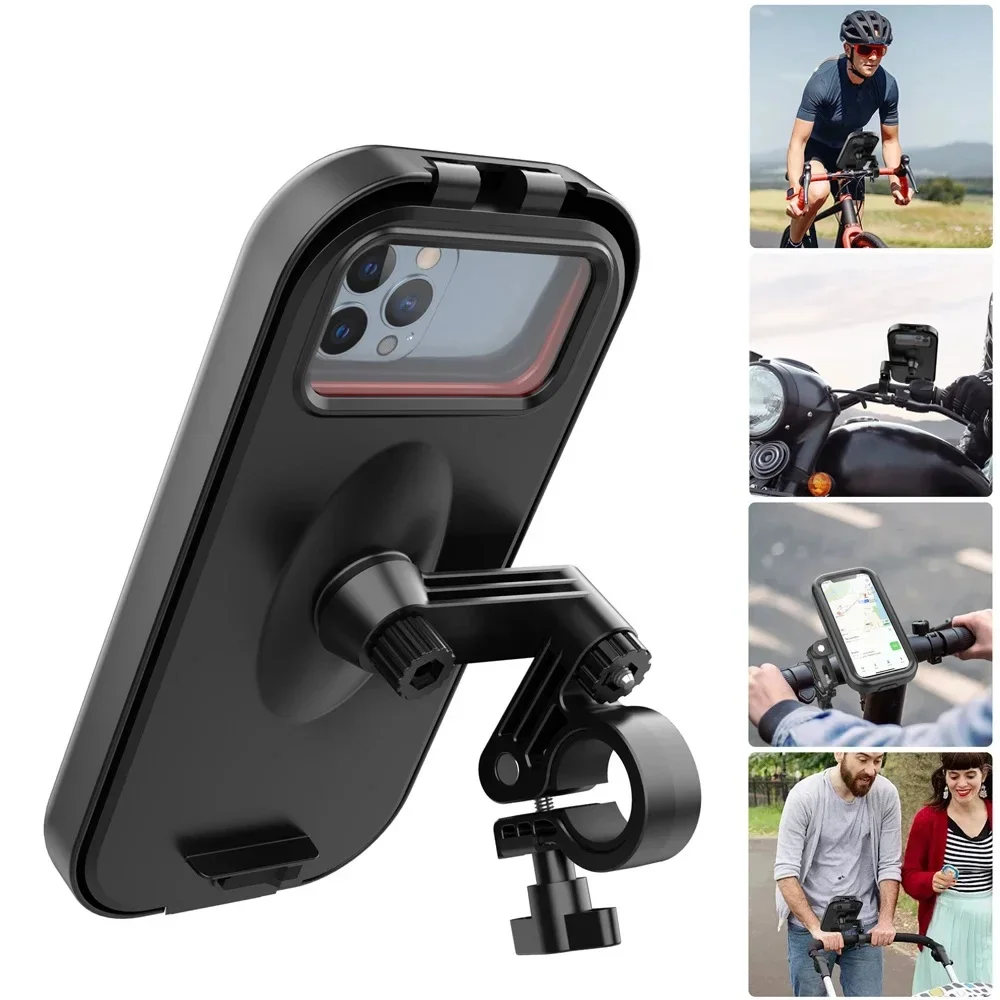 Waterproof Bicycle Phone Holder Motorcycle Bike Handlebar Universal Bicycle 360° Swivel Adjustable Holder for 4.7-6.8 in phones