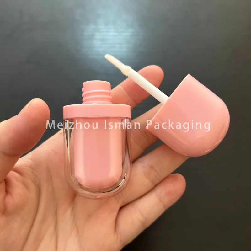 50 قطعة جميلة مزدوجة الجدار 3 مللي الآيس كريم تصميم فارغة عصا مسطحة زجاجة ملمع الشفاه شعار مخصص لطيف التجميل أنبوب زيت الشفاه مع فرشاة