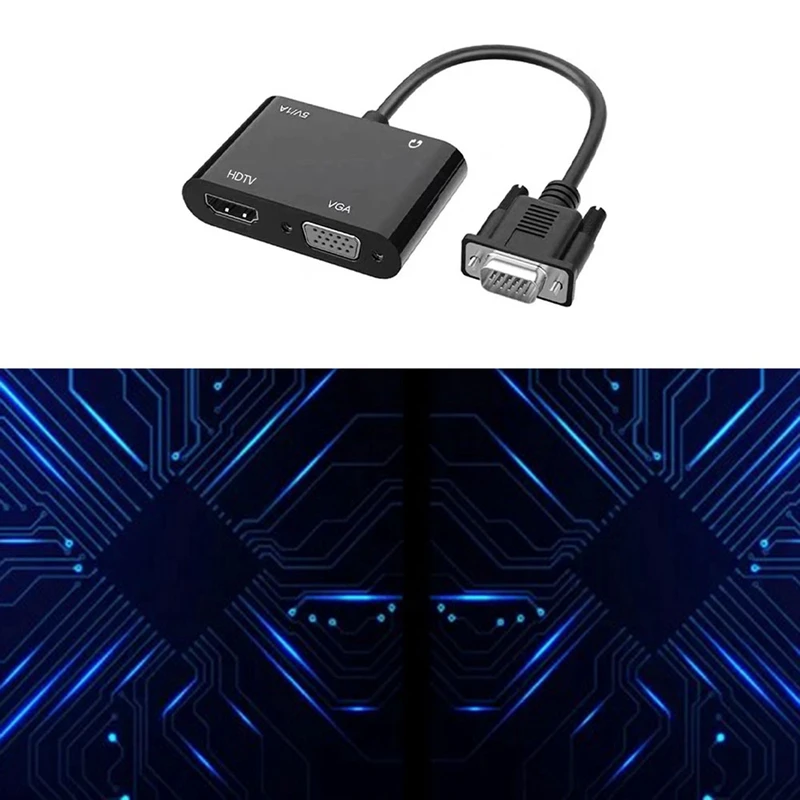 VGA To HDTV + VGA Converter Computer Connect Monitor Tv Dual Screen With Display Adapter Cable With Power Converter-A22K