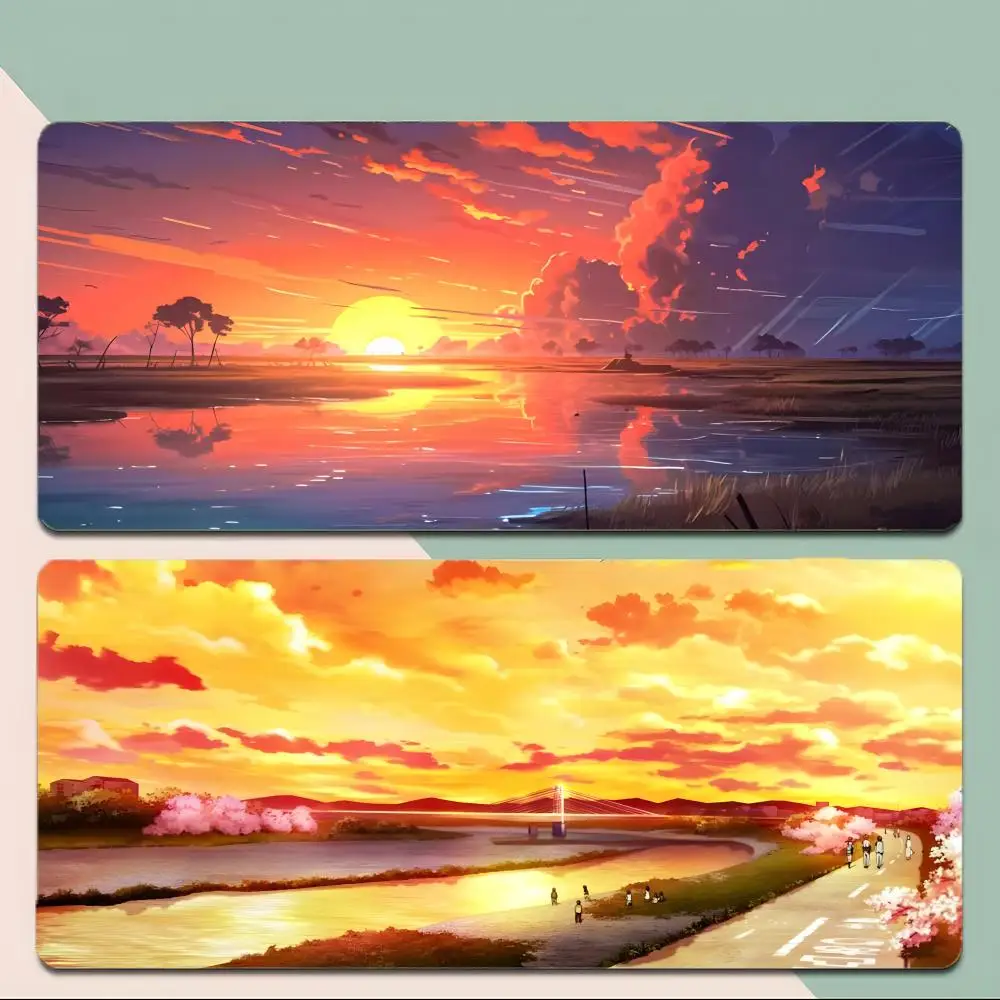 Warm Sunsets Mouse Pad Thick Stitched Edge Gaming Mousepad Large Non-Slip Desk Mat
