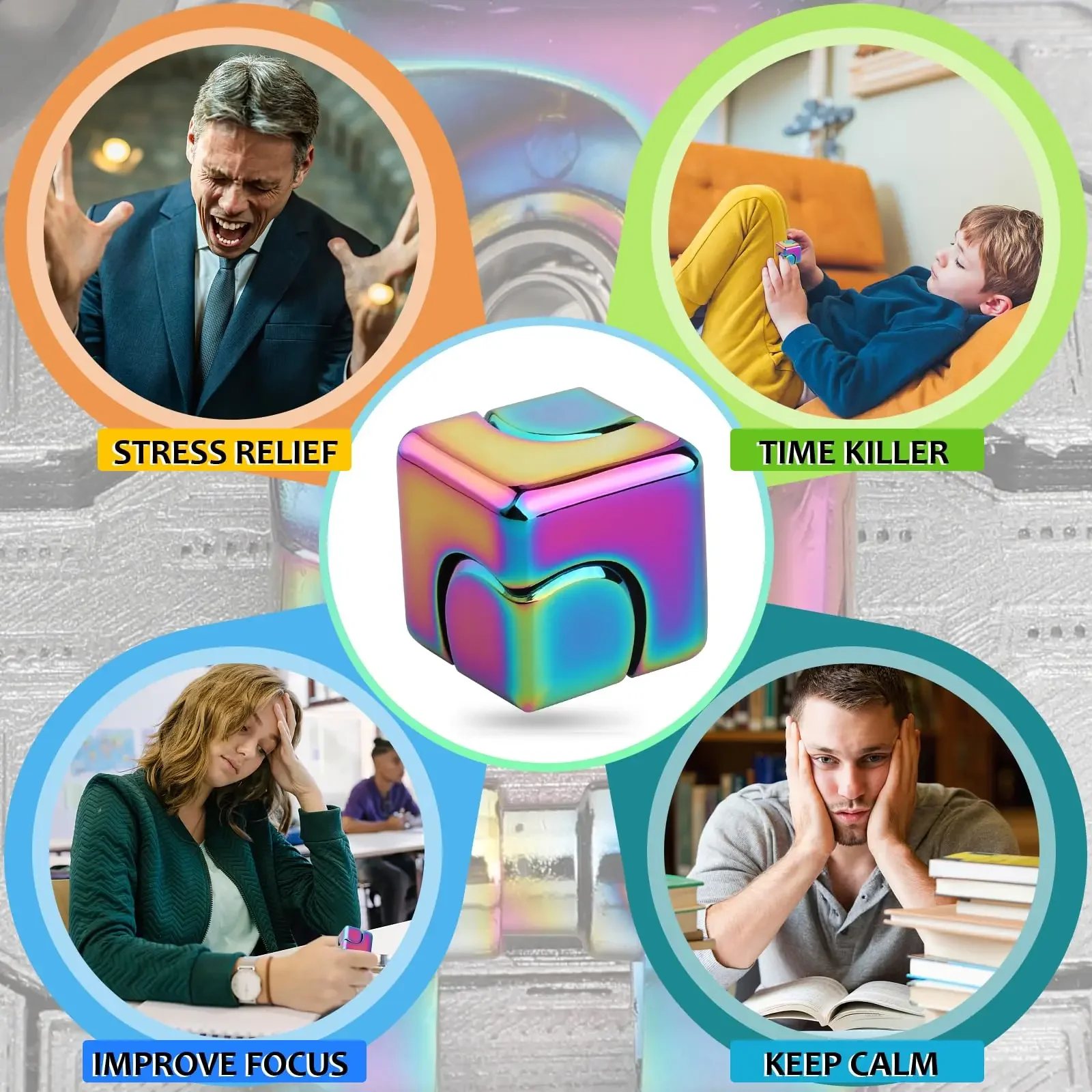 Spinner de cubo de aleación, giroscopio para la yema del dedo, juguetes antiestrés para adultos, oficina, hogar, viaje, juguetes portátiles para aliviar el estrés, regalos de navidad