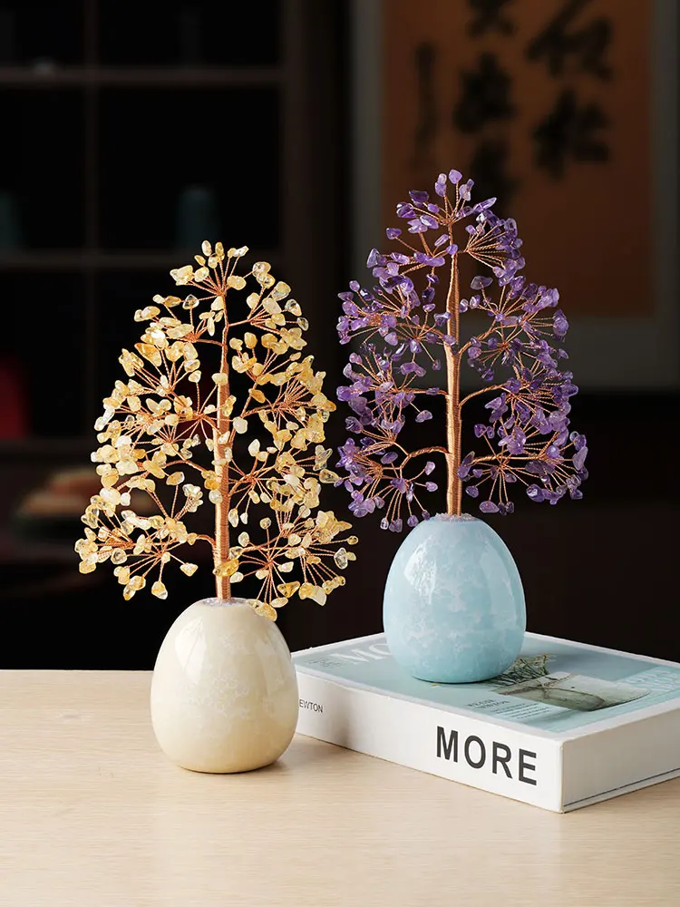

Natural crystal fortune tree home decoration living room porch office desktop lucky creative ornament crystal cash tree