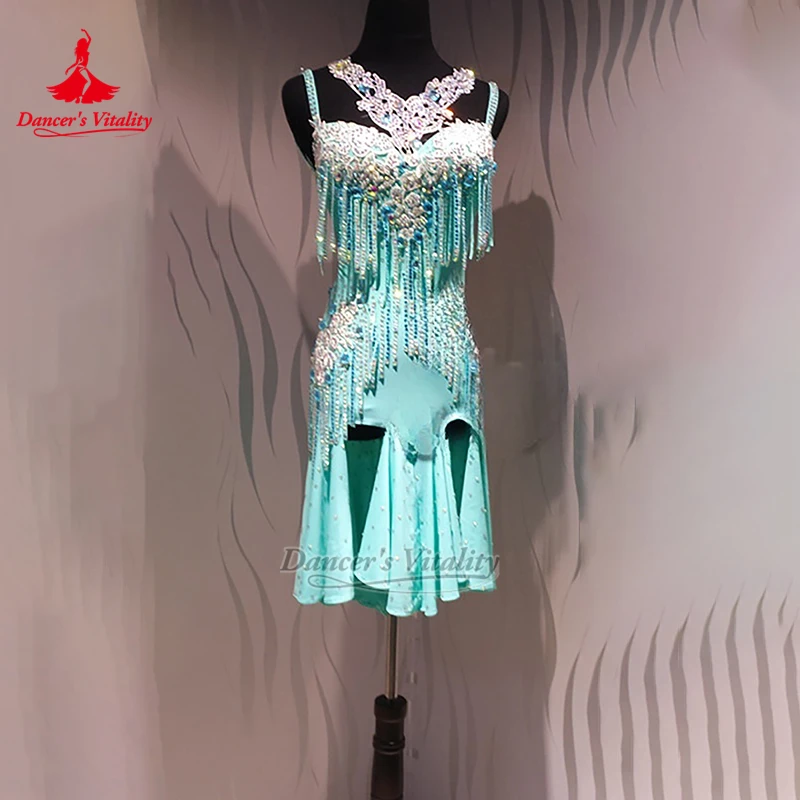 

Luxury AB Stones Chacha Jive Samba Sling Dresses Adult and Teenager Latin Dance Contest&Perform Clothes Custom Dancer's Vitality