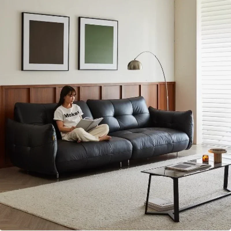 Sofá retrô francês Walker, novo estilo, novo sofá antigo de couro de fileira reta