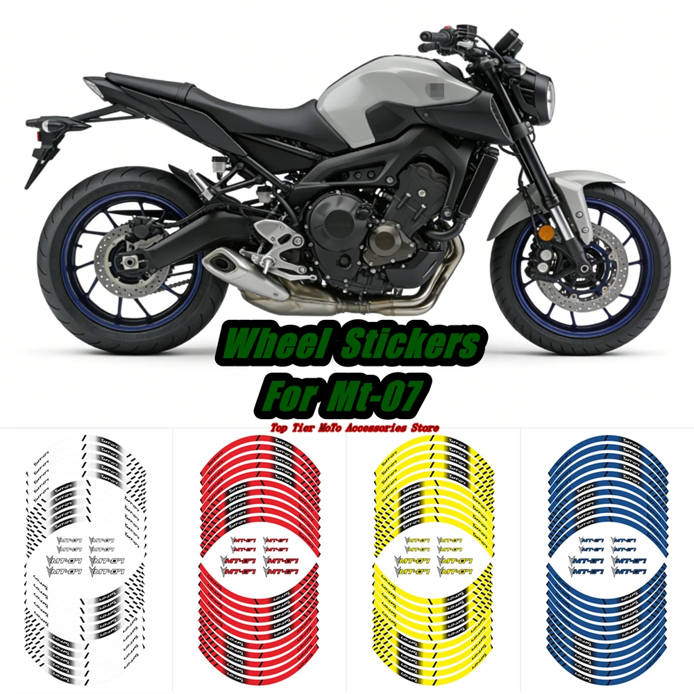 New For YAMAHA MT-07 Motorcycle Accessories Wheels Sticker Rim Tire Stripe Waterproof Decorative Decals Set