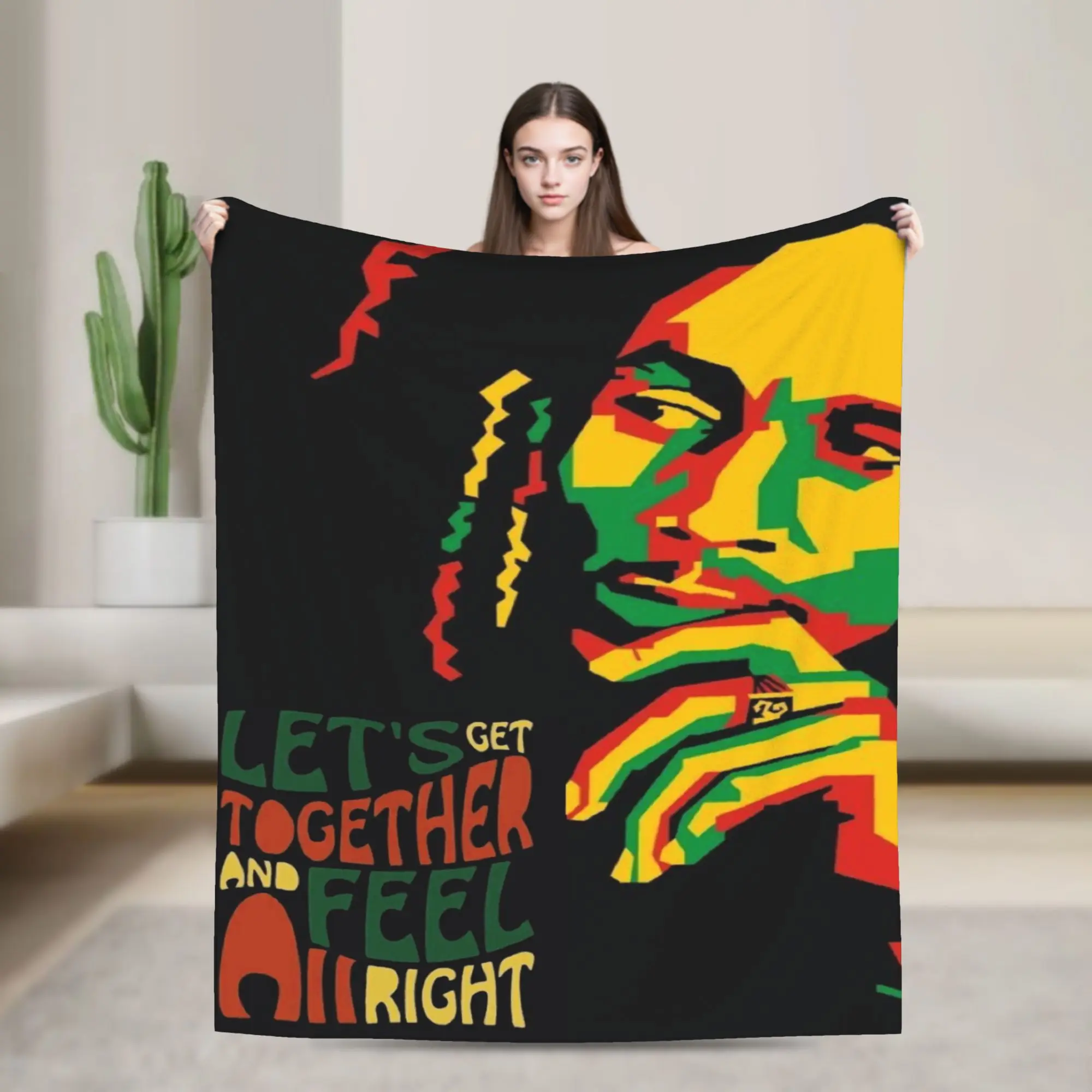 B-Bob M-Marley Singer Blanket Adults Girls  Flannel Throw Blanket For Living Room Soft Cozy DIY Quality Bedspread Present