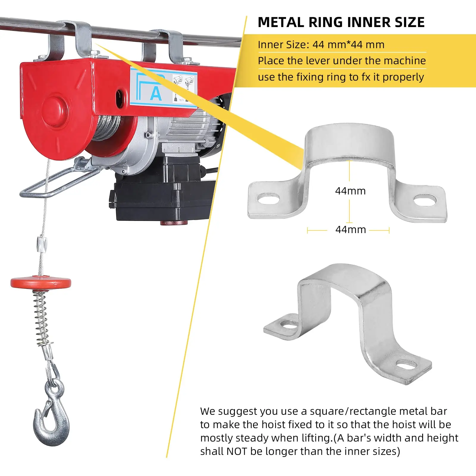 440 LBS Automatic Electric Lift with Remote Control,thickened aluminum housing and alloy steel hooks,for lifting goods,factories