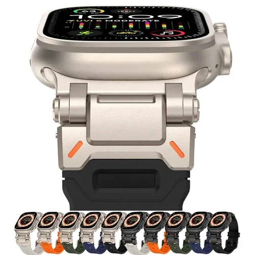 Imagen 1 del producto Correa deportiva para Apple Watch 11/10 46MM 42mm 9 8 7 45mm Ultra 3/2 49MM correa de reloj de silicona de Color titanio para iWatch SE3 6 44mm