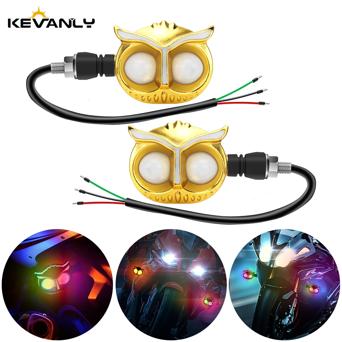 

1Pair Owl Style Motorcycles Led Turn Signal Light RGB Multicolors DRL Driving Light Headlight Motorbike Scooter Accessories