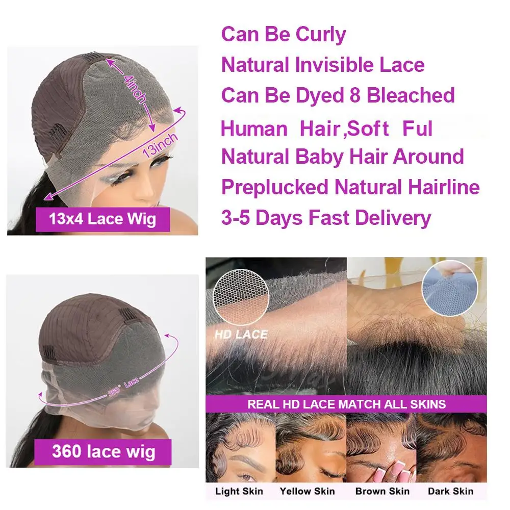 300 Density 360 Full Lace Wig PrePlucked Deep Wave Curly Lace Front Human Hair Wig HD Transparent Lace Frontal Wig for Women