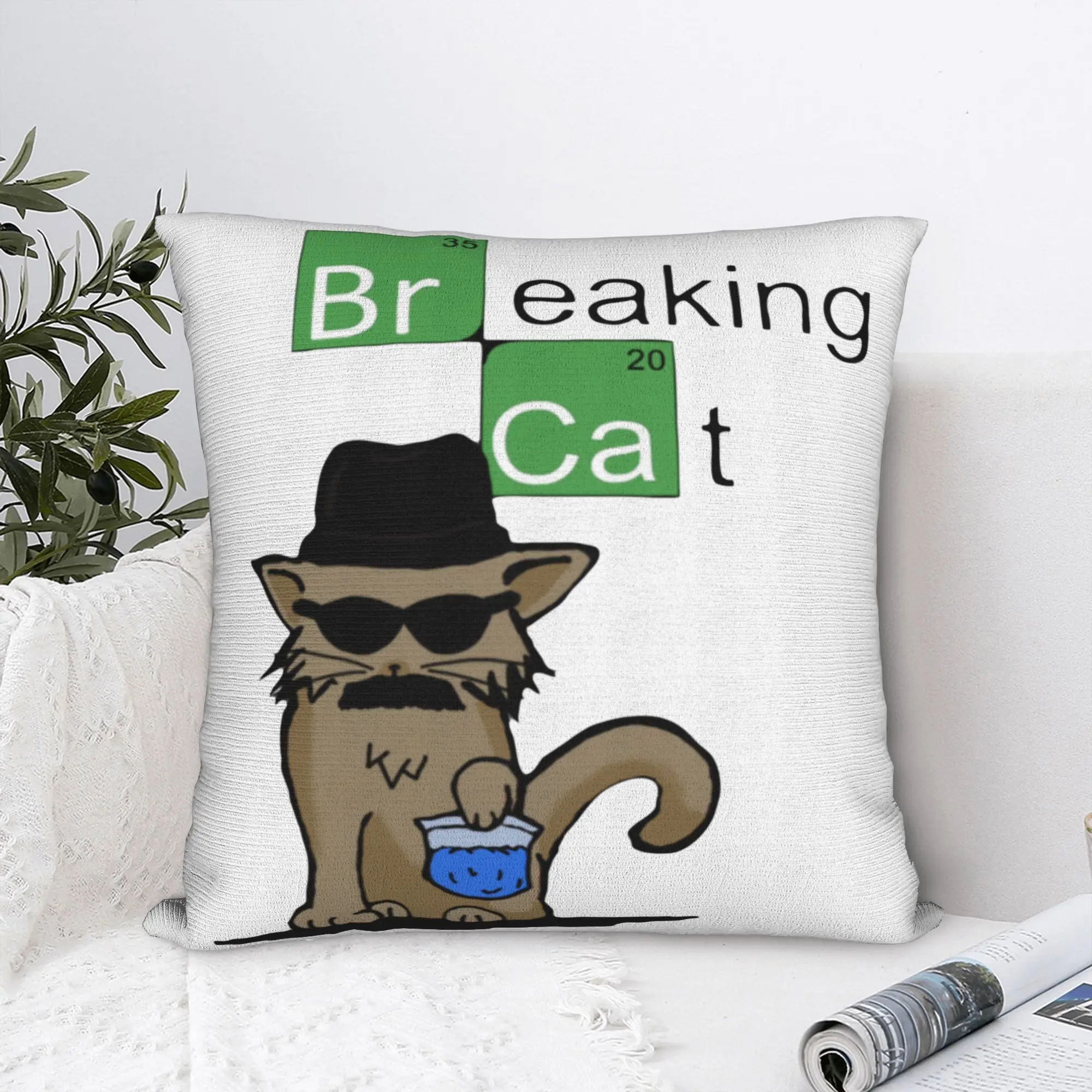 Breaking Cat Breaking Bad Walter White Square Pillow Case Heisenberg Cushion Covers Decorative Pillowcover for Home 45*45cm