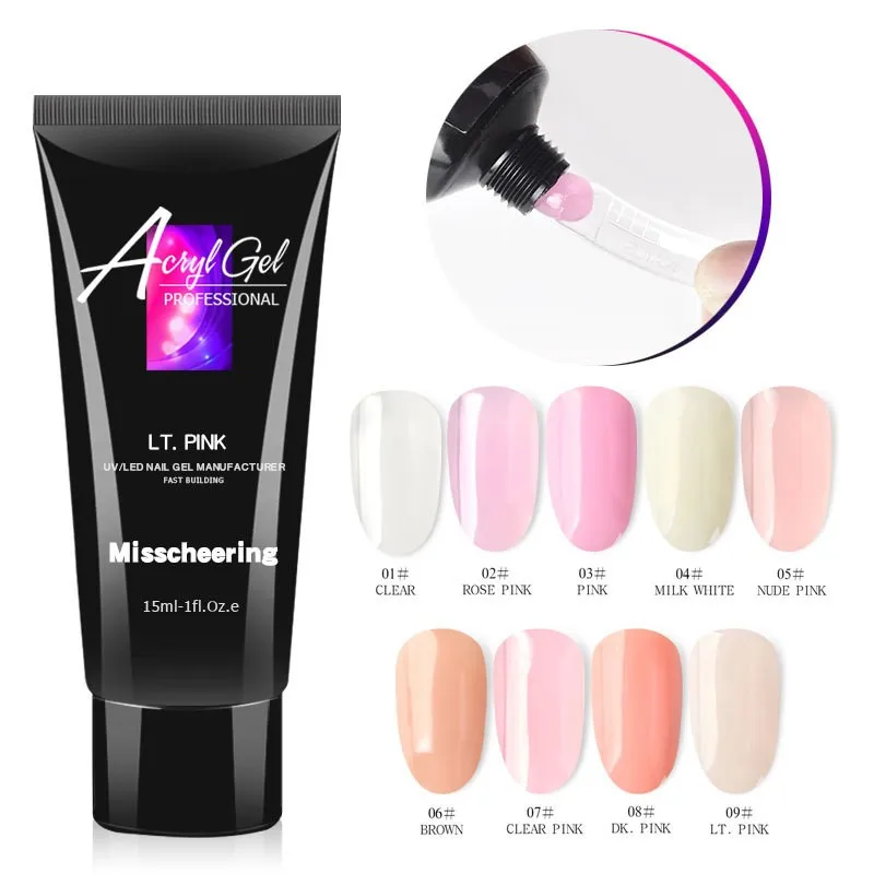 15ml Tube of Nail Extension Gel Polish for UV Light Therapy Crystal Glitter Nail Extension Gel Wholesale Nail Supplies
