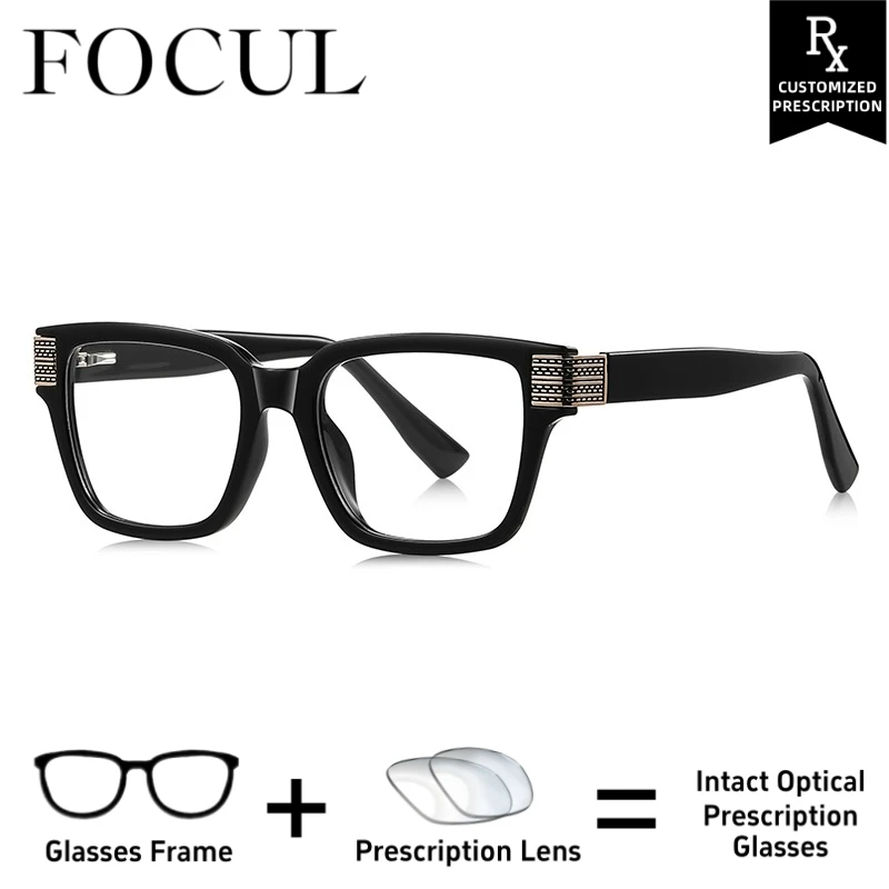 

FOCUL Personalized Anti Blue Light Glasses Square Photochromic Myopia Eyeglasses Men Customized Prescription Optical Eyewear