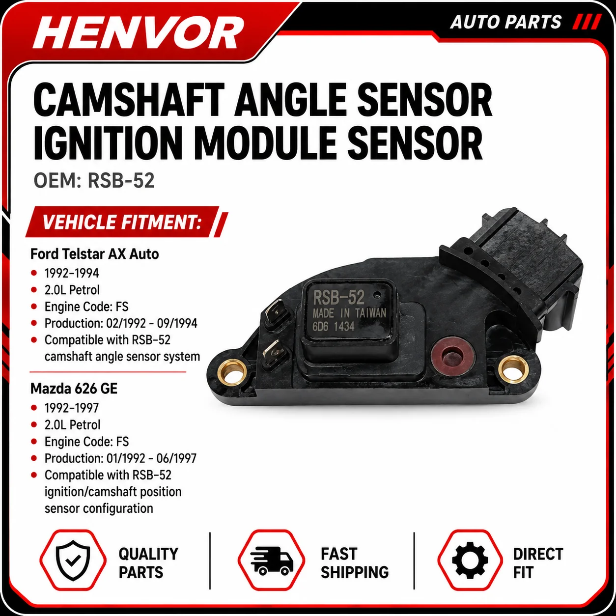 Camshaft Angle Sensor RSB-52 Ignition Module OEM Replacement For Mazda 626 GE Ford Telstar 2.0L FS