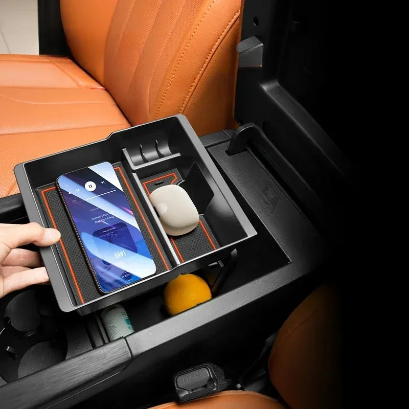 For Haval H9 2024-2026 ABS Black Car Central Control Armrest Box Storage Box Storage Tray Interior Car Accessories