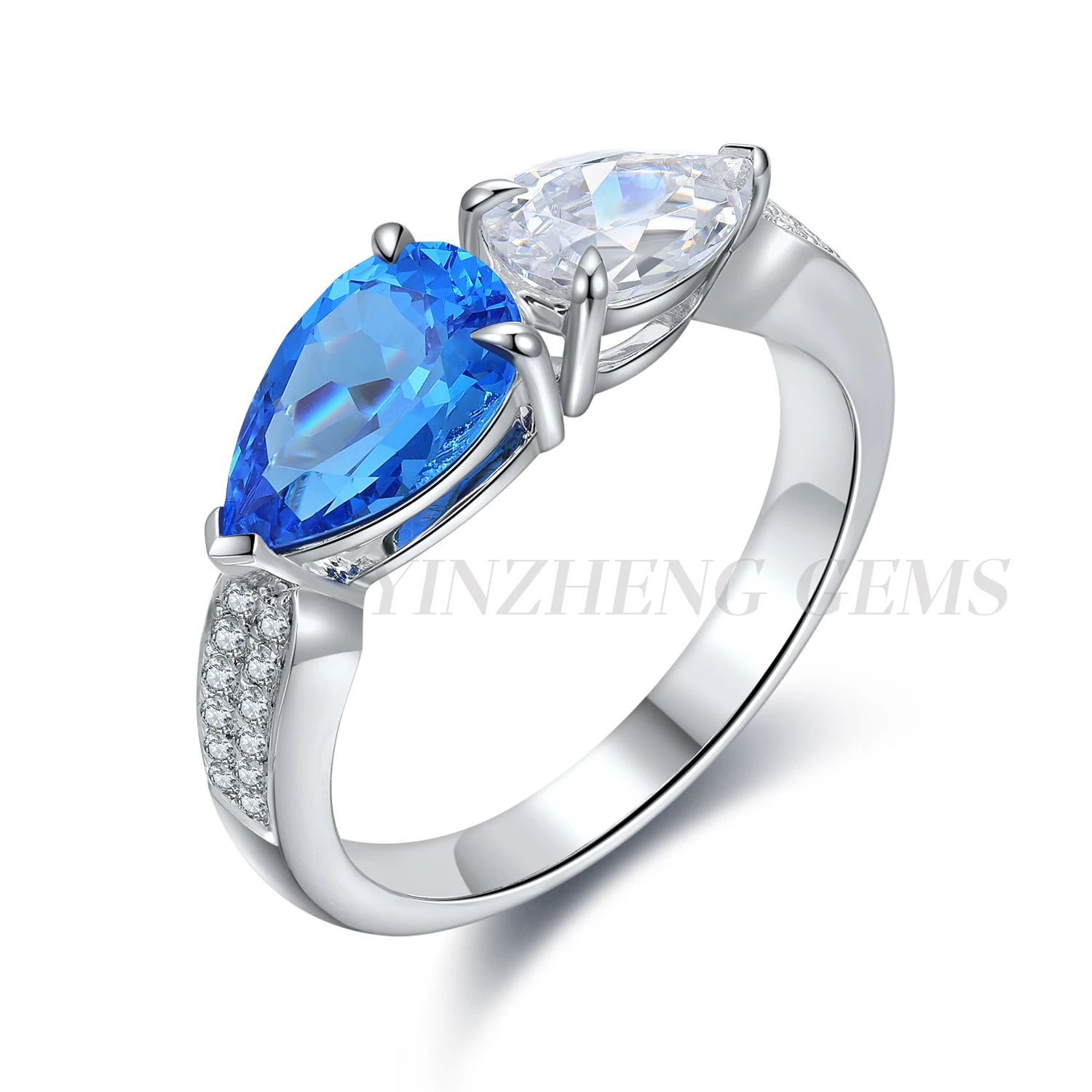 beautiful new design S925 Silver Sterling  ring Lab grown Cobalt Spinel ring Jewelry rings for Ladie