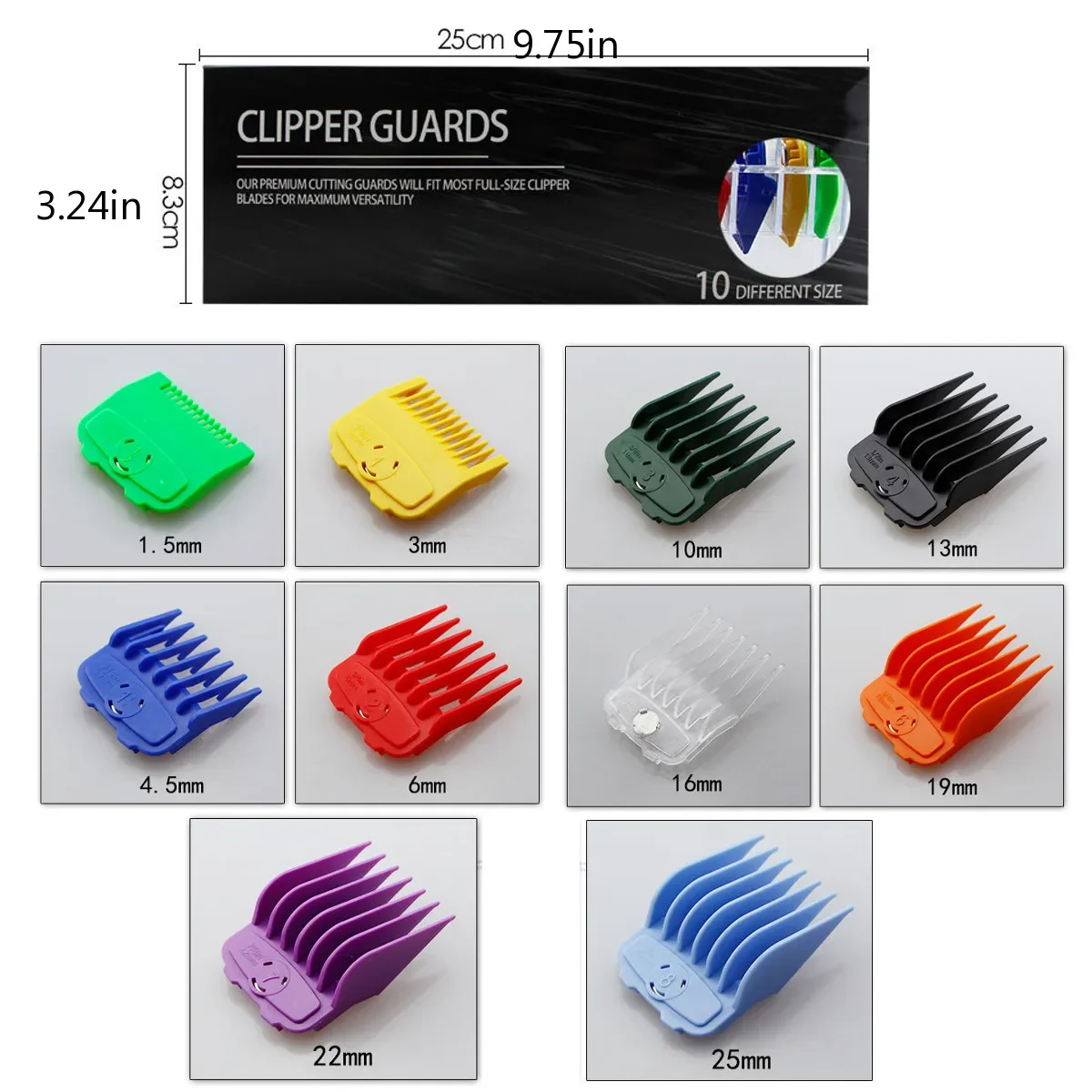 10Pcs Hair Clipper 1.5/3/4.5/6/10/13/16/19/22/25mm Limit Combs   Electric Clipper Positioning Comb Replacement Tools For WAHL