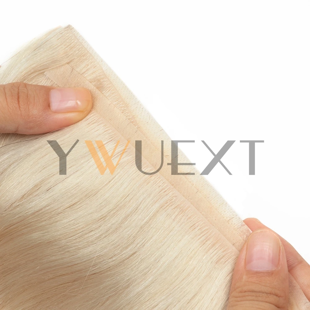 YWUEXT شريط طويل لحمة شعر مستعار بشري 12 "-22" حقن غير مرئي بولي Skin الجلد لحمة مسطحة حزم الشعر الخياطة في وصلات صغيرة الشعر