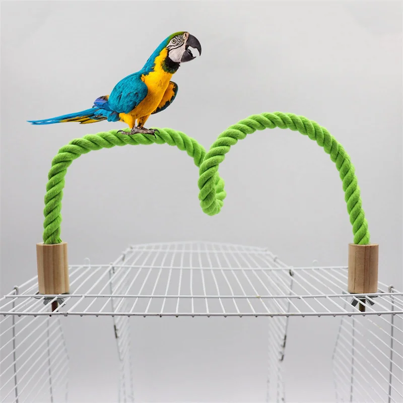 Parrot Training Toy Cage Cotton Rope Toy Paw Grinding Bendable Pet Bird Standing Stick Exercise Perches Toy for Budgies Parakeet