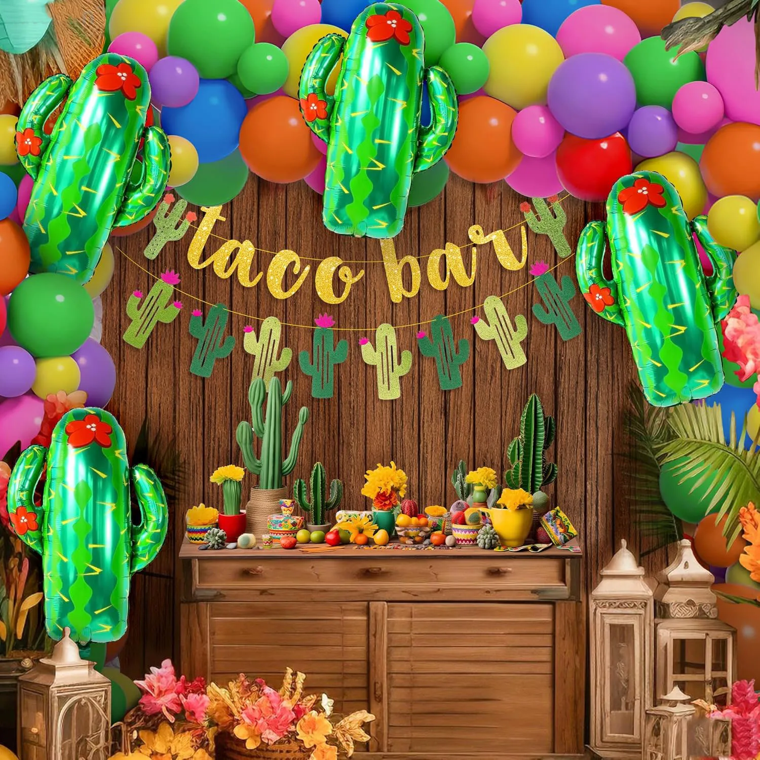 5pcs Cactus Balloon Summer Mexican Corn Cake Party Decoration Birthday Party Decoration