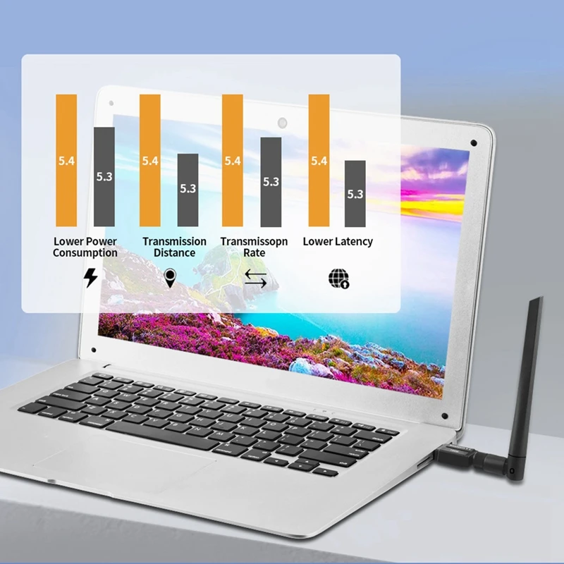 Bluetooth USBドングルUSBアダプター,PC,マウス,キーボード,オーディオレシーバー,無料ドライバー,150m, 5.4