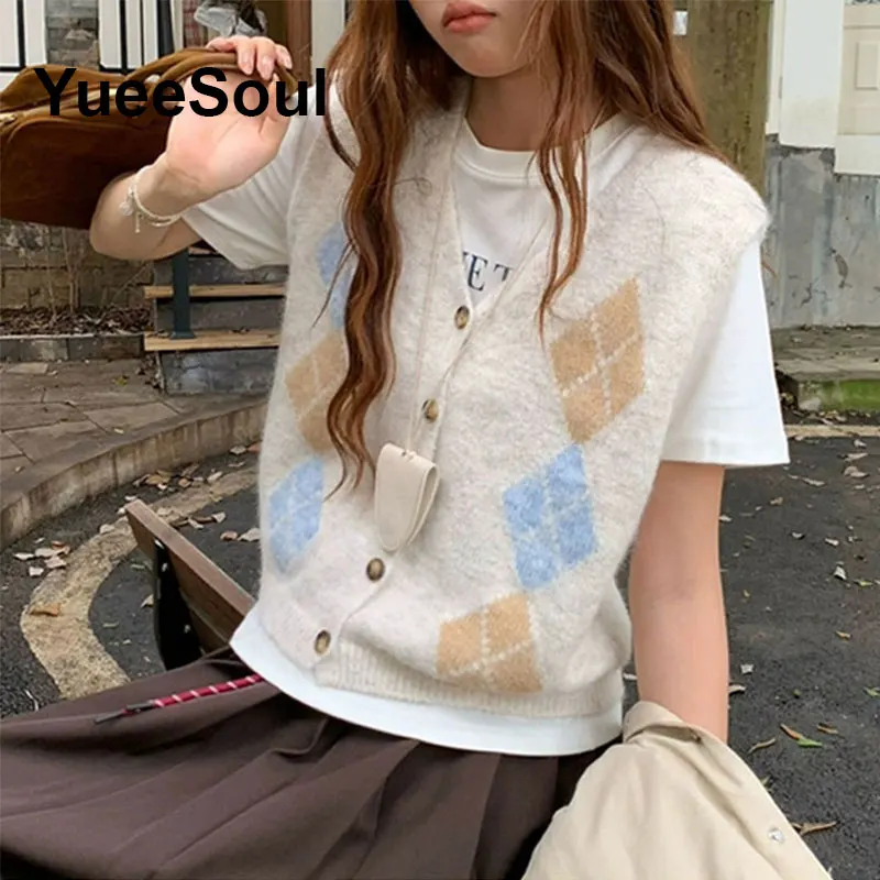 Colete feminino branco sem mangas malha cardigan colete 2025 inverno novo y2k doce high street casual streetwear colete feminino