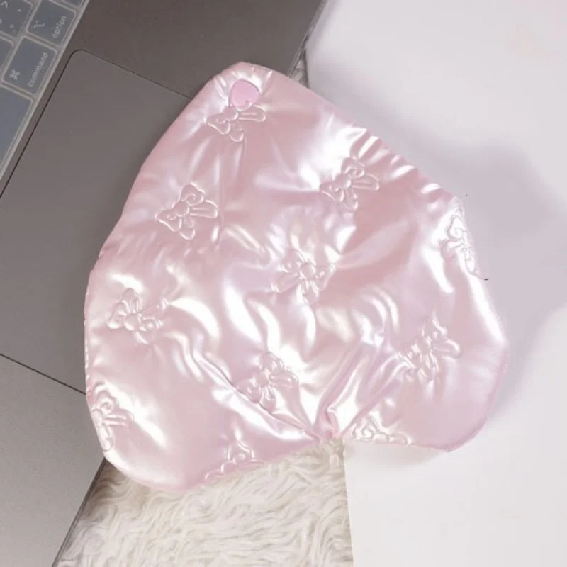 Pink Leather Glasses Storage Pouch Embossed Bow Heart Pattern Portable Eyewear Bag for Sunglasses & Eyeglasses